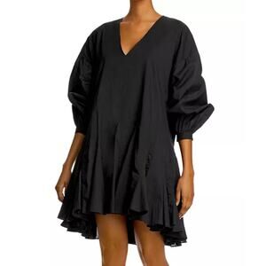 Anine Bing Peyton Cotton Poplin Minimalist Mini Black Dress Size XS oversized